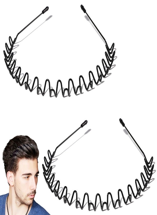 QBSID 2 Pcs Metal Headband, Spring Wavy Metal Hair Band, Metals Hair Band for Men Women, Fashion Non Slip Wire Headband Sports Headwear Simple Hair Hoop Hair Accessories - Image 1
